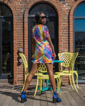 Load image into Gallery viewer, Fuschia Multi-Colored Stacked Hem Dress
